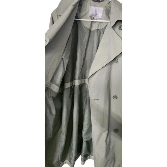 Vintage London Fog Maincoats Women's Green Trench Coat Jacket  sz 8P - Picture 6 of 8